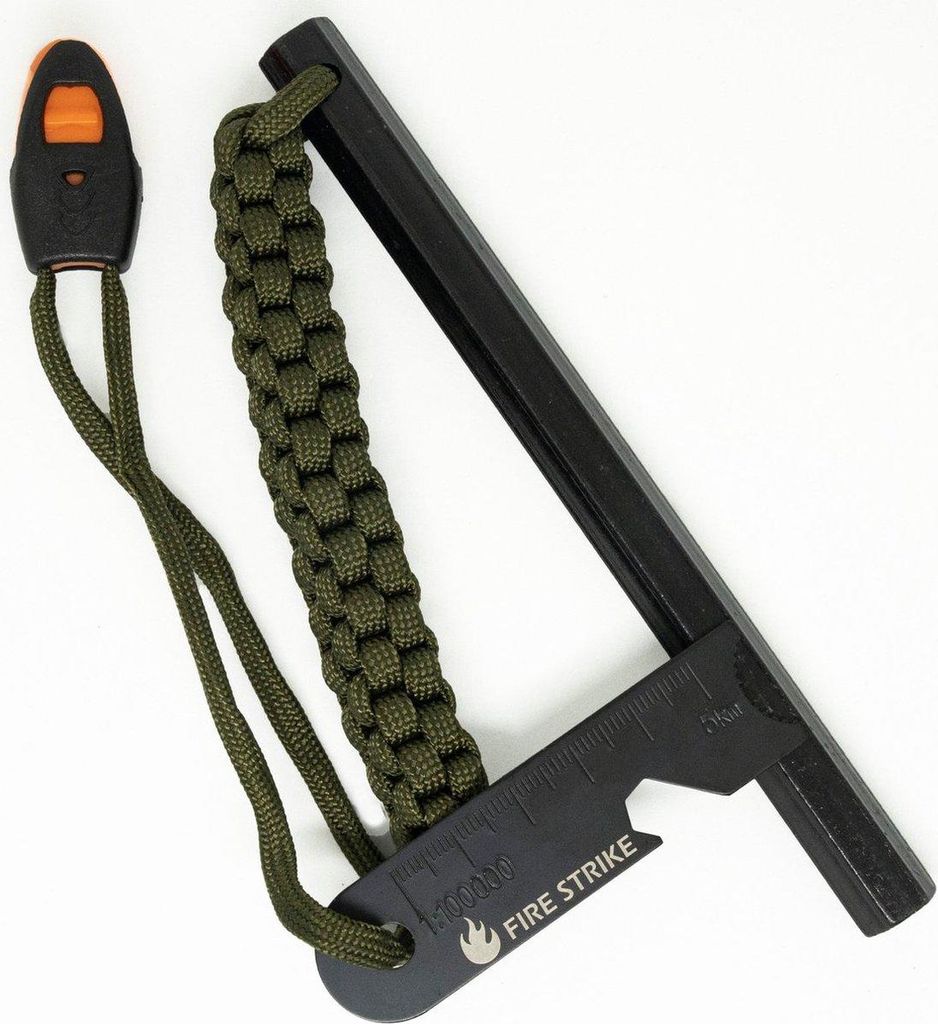 Jumadas – Entzünden Sie das Feuer mit unserem Fire Strike – 3-in-1-Magnesiumstab – Feuerstarter und Funkenmacher – Schwarz/Grün