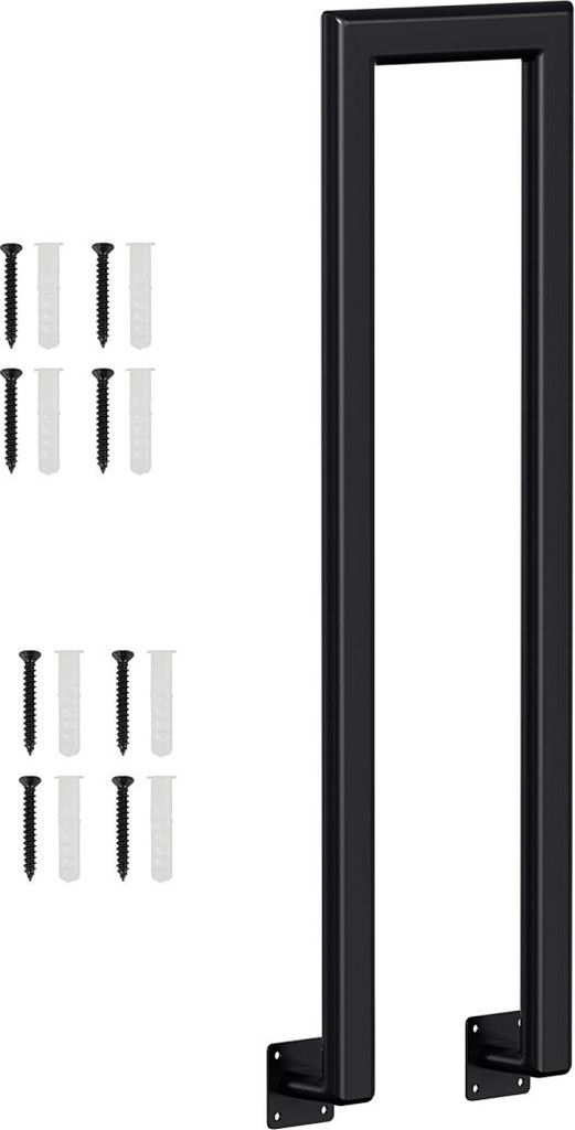 Faziango 85cm U-Form Treppengeländer Schwarz Eisen Elliptische Röhre Handlauf für Treppen für Universal Innen und Außen , Flure Seitliche Montage
