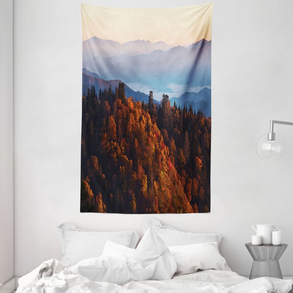 ABAKUHAUS Natur Wandteppich und Tagesdecke, Sonnenaufgang Berge aus Weiches Mikrofaser Stoff Waschbar ohne Verblassen Digitaldruck, 140 x 230 cm, M...