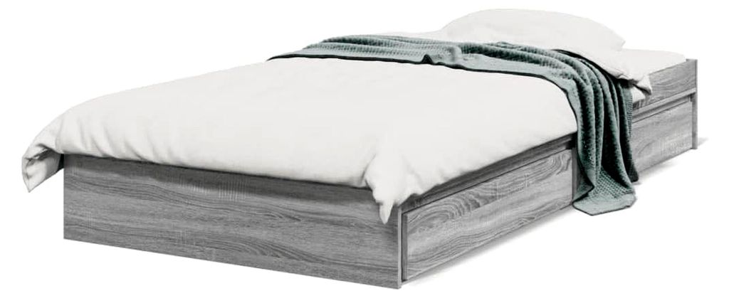 Bettgestell mit Schubladen Grau Sonoma 75x190 cm Holzwerkstoff