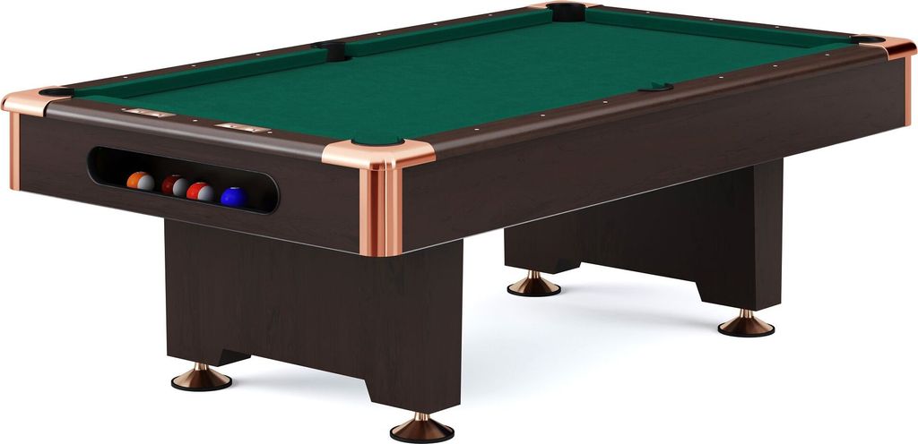 Automaten Hoffmann Billardtisch "Club Pro III" Dekor Nussbaum, Anti-Fleck, Grün, 8 ft (Spielfeld 224x112 cm)