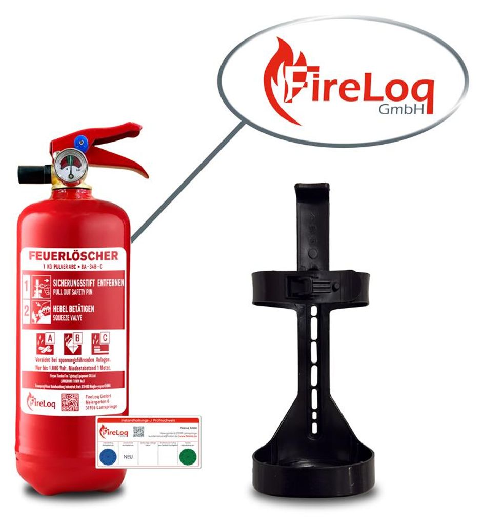 FireLoq® 1kg Pulver Löscher 8A | 34B | C Prüfnachweis,  Produktbild 
