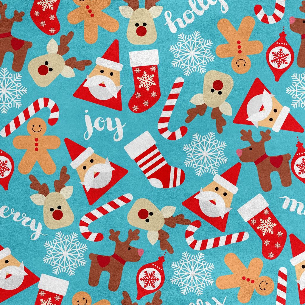 Royal Samt Stoff Polyester Zum Nähen - Motiv Weihnachten auf blauem
