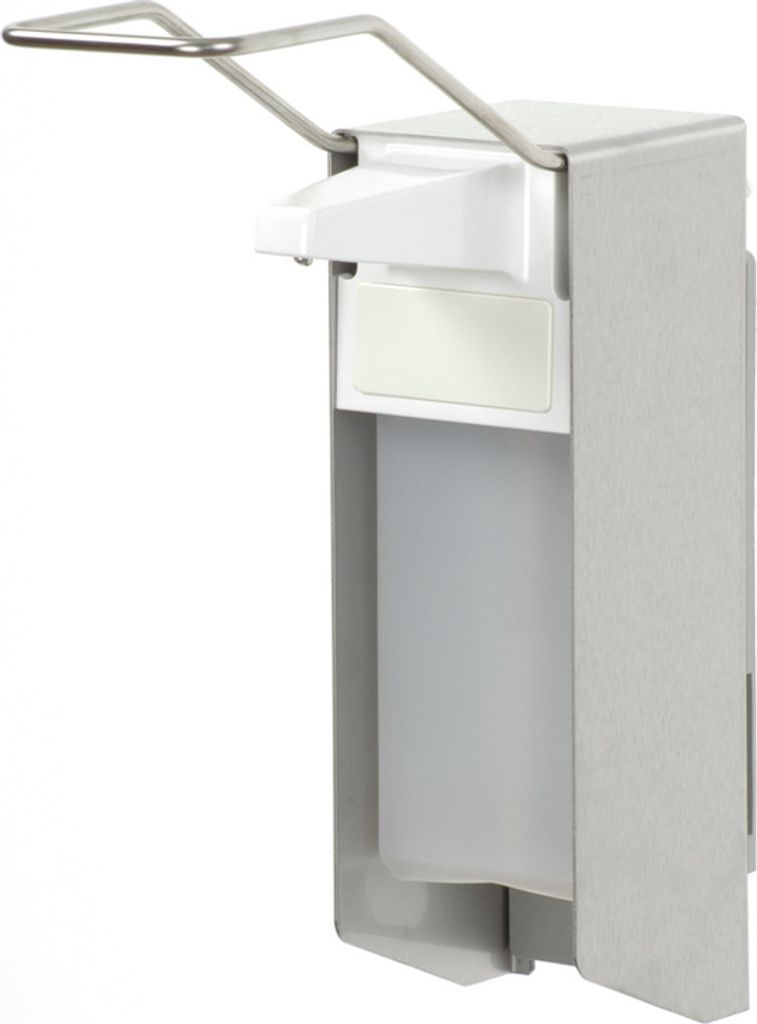 Universeller 500 ml Hygienespender von Ophard | langer Bedienhebel | 500 ml Füllmenge | verschiedene Pumpen, Farbe:Grau, Ausführung:Edelstahl Spe...