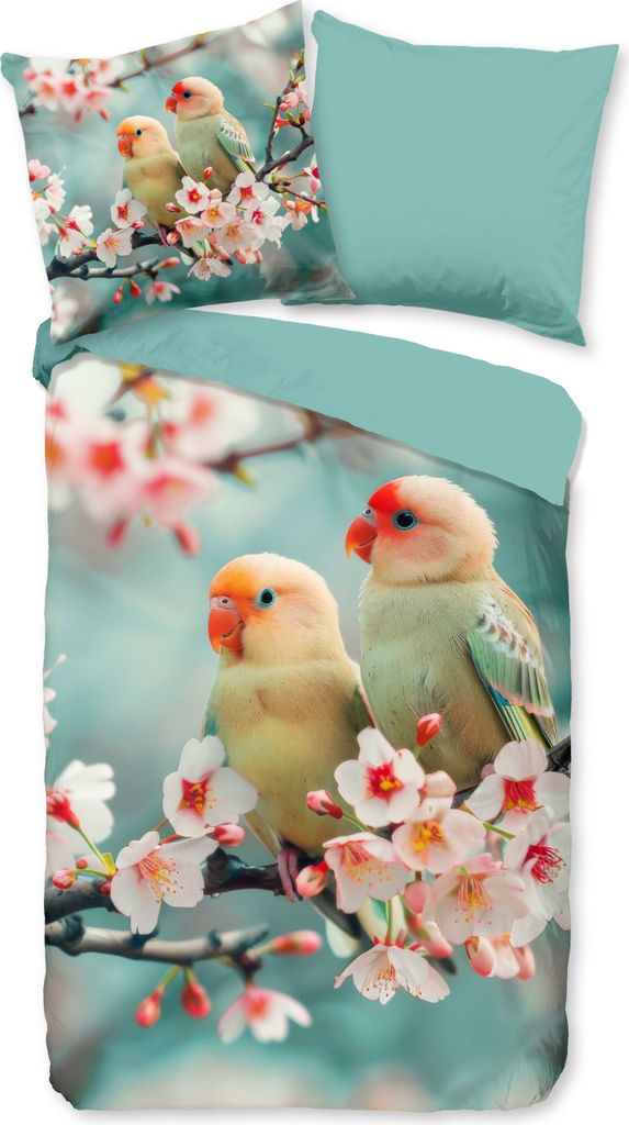 Duvet cover Good Morning 135x200 + 1* 80x80 cm - Little birds on a blossom branch