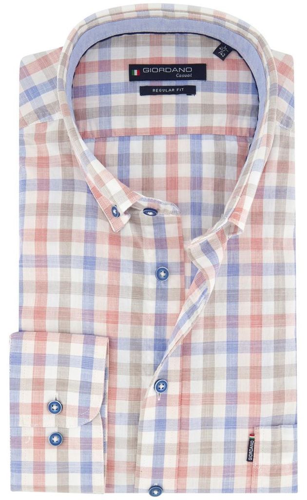 Normale Passform rot blau kariertes Giordano Hemd