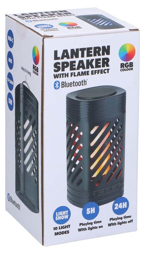 Edco Bluetooth-Lautsprecher Laterne mit RGB-Beleuchtung und Flammeneffekt