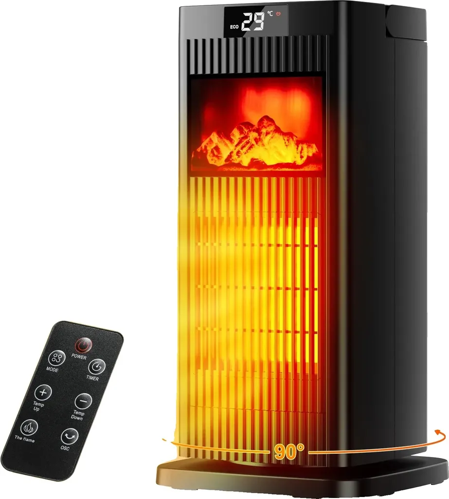 Chauffage d'appoint électrique 1500W oscillant avec élément céramique