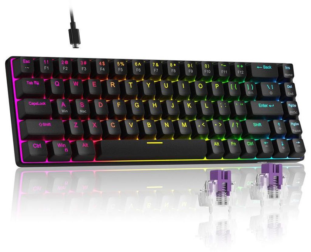 Mechanische RGB Gaming Tastatur 65% 68 Tasten, Hot Swap, Produktbild 