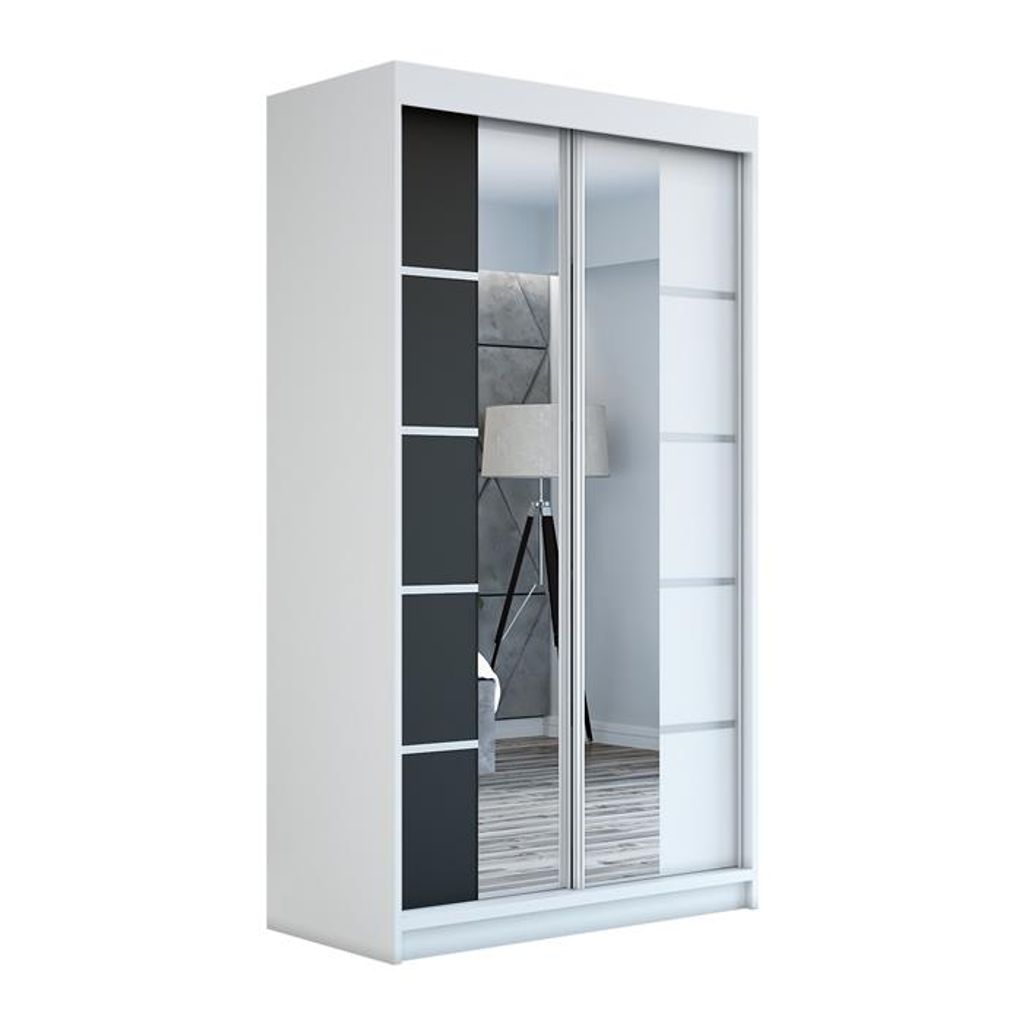 Schwebetürenschrank Kleiderschrank ERA 120 cm Schrank Garderobe Spiegel.Verschiedene Farben (Weiß, Schwarz, Somona). Möbel vom Hersteller!