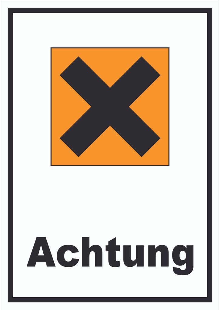 Schild Gefahrensymbol Gesundheitsschädlich Achtung Kreuz hochkant A1 (594x841mm)