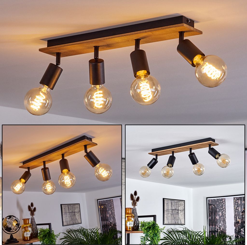 Agnino »Agnino« Deckenlampe aus Metall/Holz in Schwarz/Natur