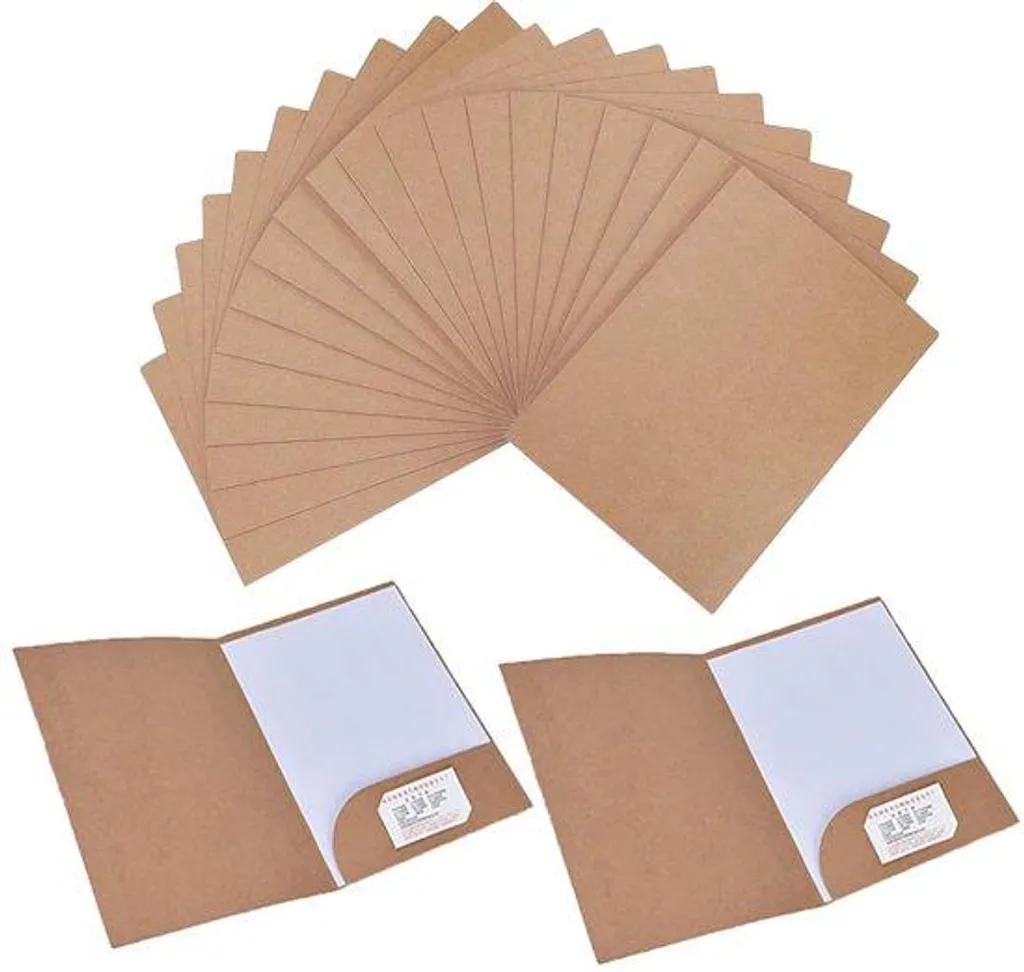 Porte-documents A4 rigide en carton 350g marron avec fente pour papiers