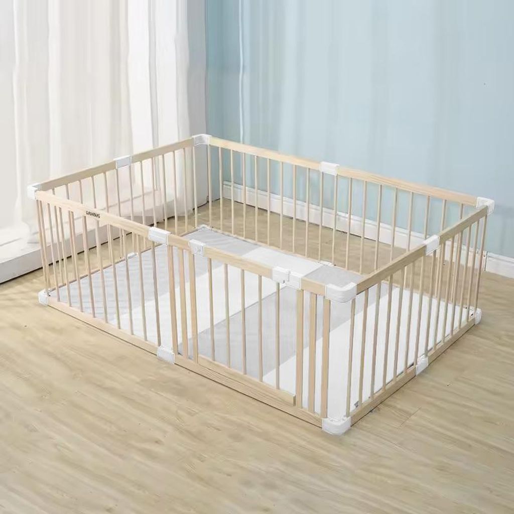Holz Laufstall Baby 120×160 cm & Luxe Spielmatte (4 cm) – Produktbild 