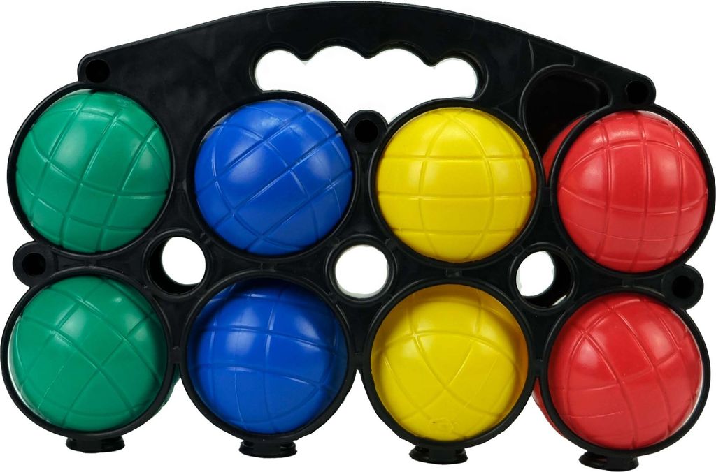 Plitsch Platsch Boccia set Spiel 8-teilig Kugel Ø 72mm; inkl. Kordel und Zielbal