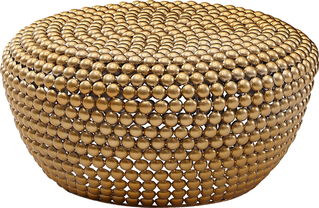 Couchtisch Aluminium Gold 60x60x30 cm Wohnzimmertisch Metall Rund | Designer Sofatisch Alu Orientalisch | Runder Kaffeetisch Klein