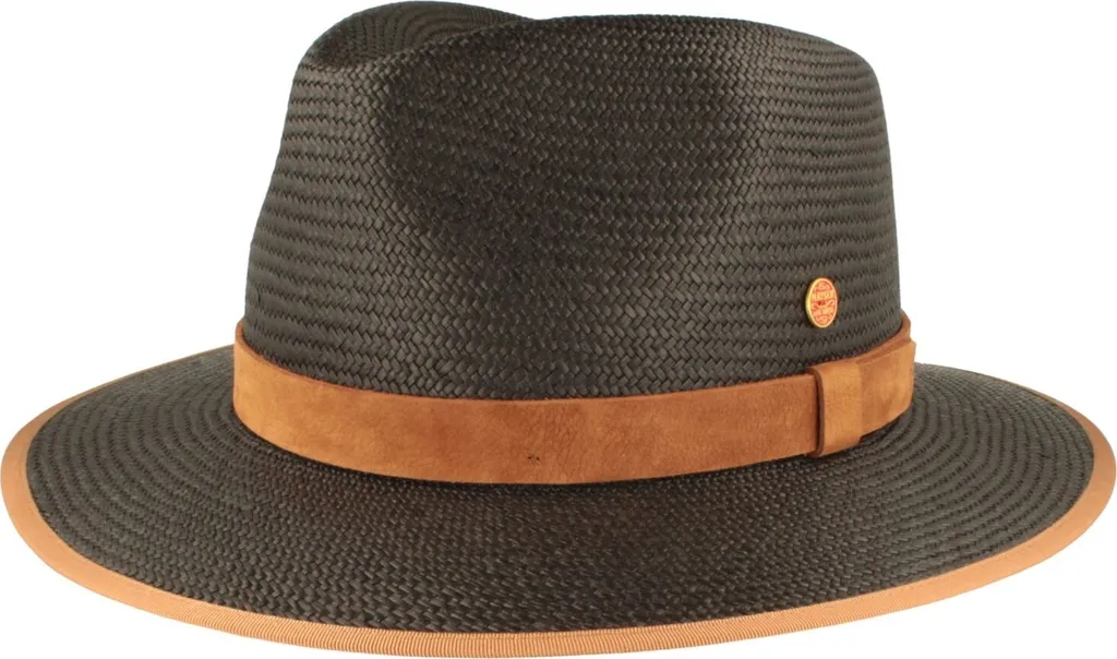 Chapeau Panama Fernando Mayser avec ruban en cuir véritable marron