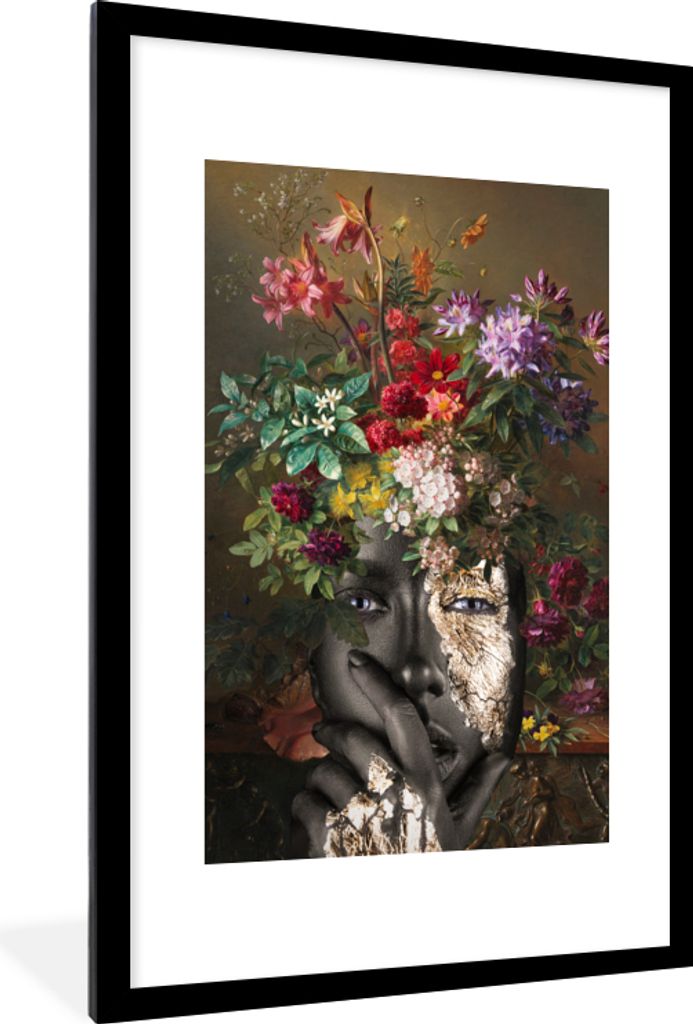 MuchoWow® MuchoWow® Gerahmtes Poster Frau - Blumen - Produktbild 