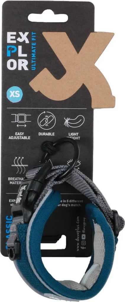 Collier de Contrôle pour Petit Chien Duvo+ EXPLOR Fit Petrol Blue XS