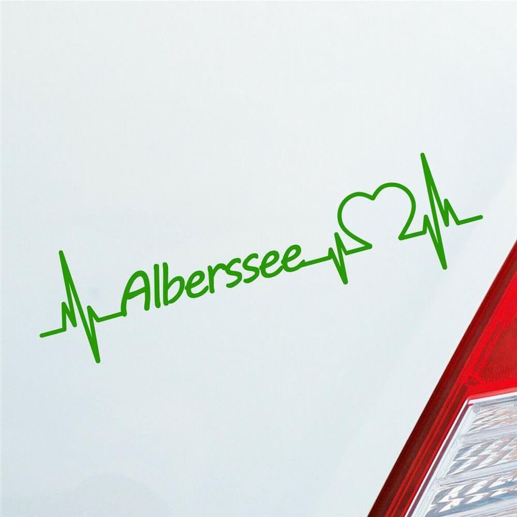 Auto Aufkleber Alberssee Herz Puls See Sea Liebe Love 19x5 cm Hellgrün Sticker Heckscheibenaufkleber