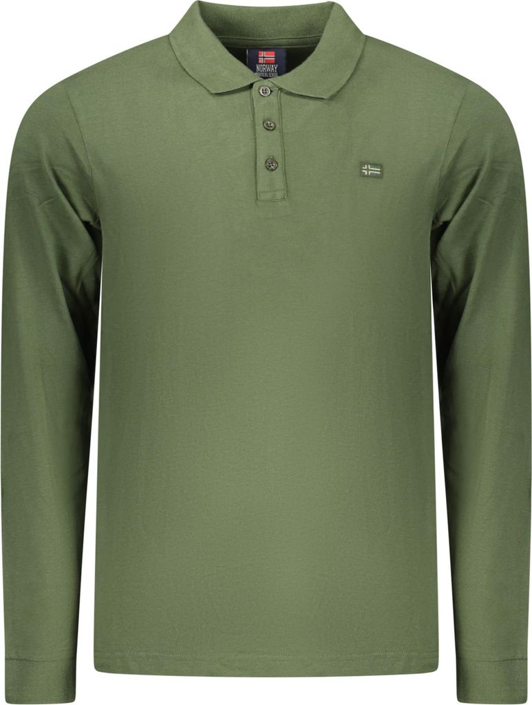 Stylisches grünes Herren Langarmshirt Poloshirt mit Stickerei