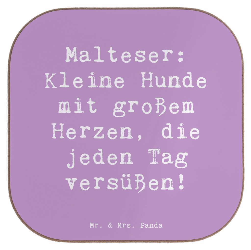 Mr. & Mrs. Panda Holzuntersetzer Spruch Malteser Herz - Lavendeltraum - Geschenk, Herzöffner, Hunderassen Eigenschaften, Hunderasse, Untersetzer f...