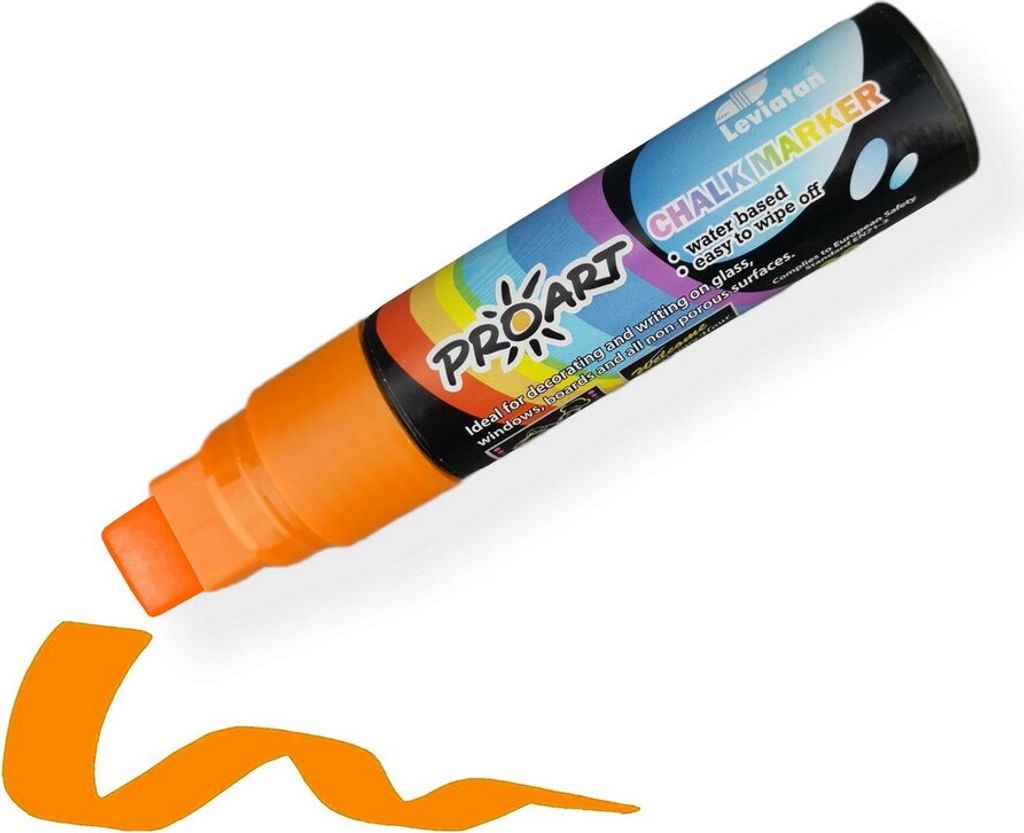 LEVIATAN - Kreidemarker | Kreidestifte für Fenster | Flüssigkreidestift | Tafelstift Abwaschbar| Glasstift | Keilspitze 15mm Orange