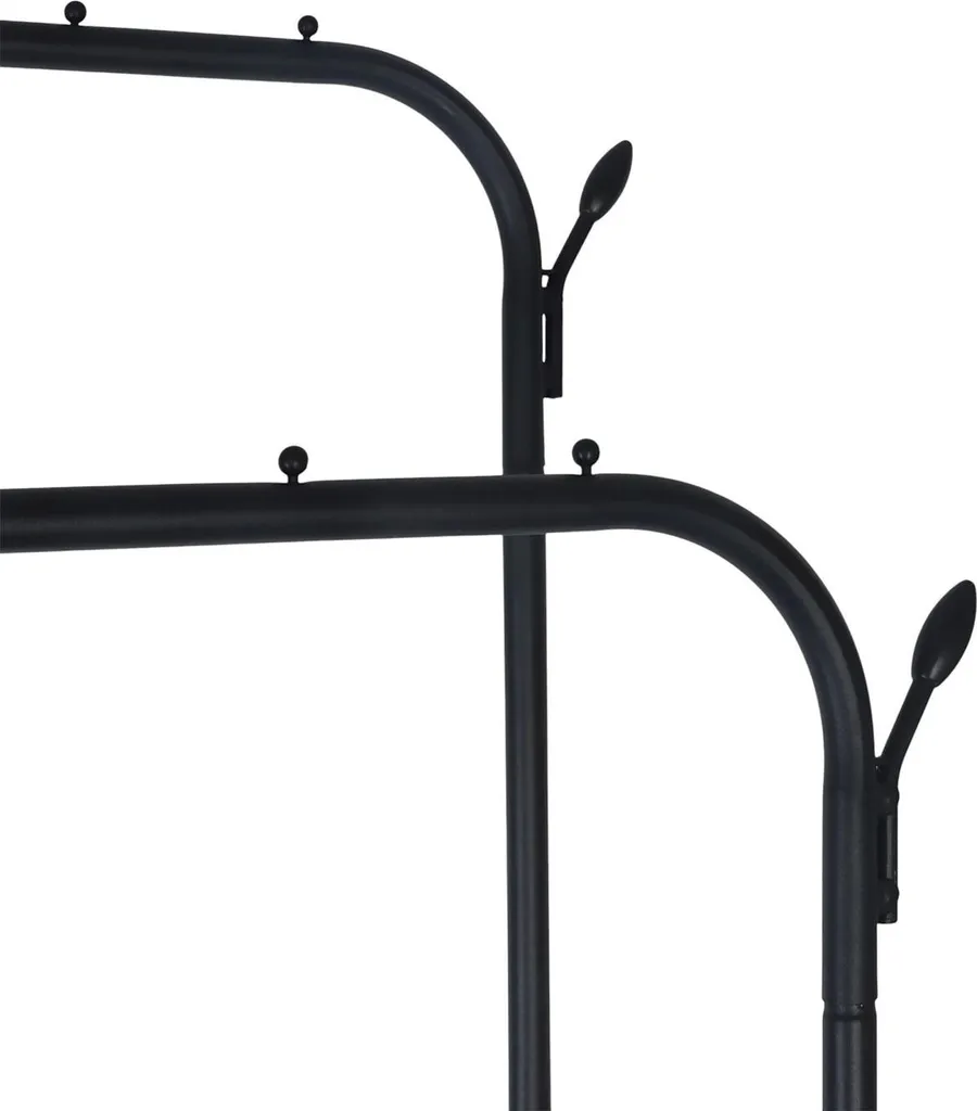 Armoire double en fer avec 2 tringles et étagères modulables - Noir - 5