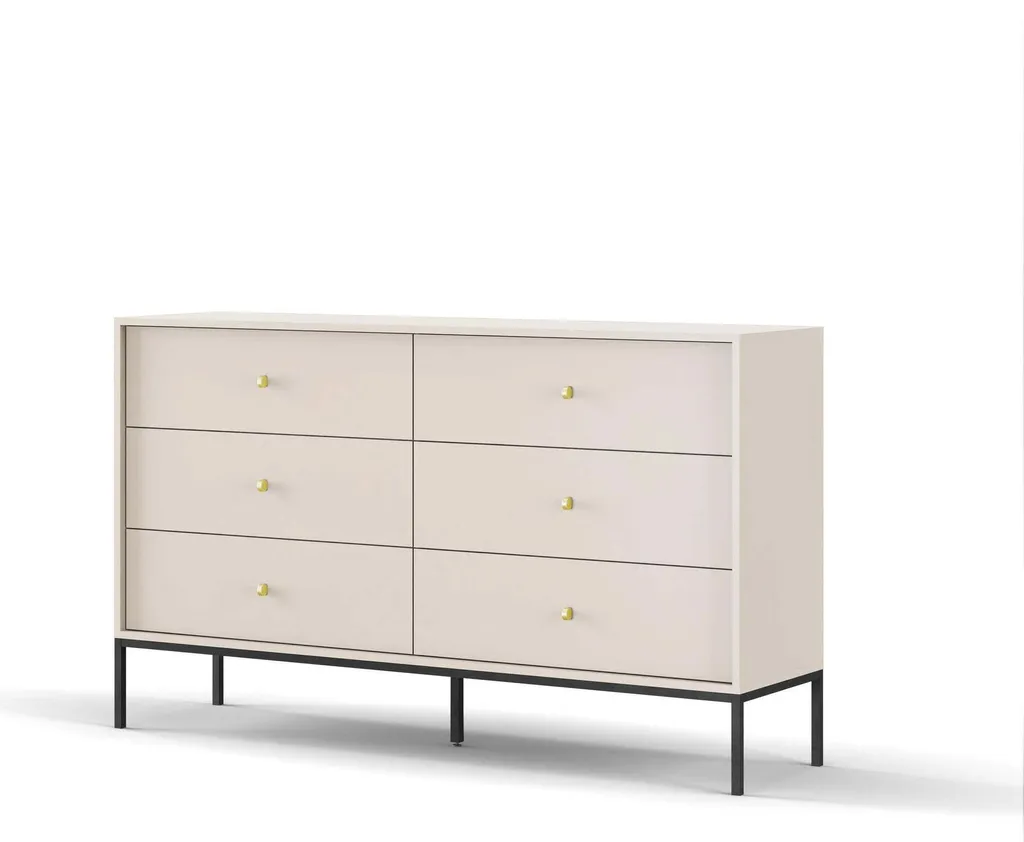 Commode Design 154 cm Mono Beige et Noir - Rangement Moderne et Robuste