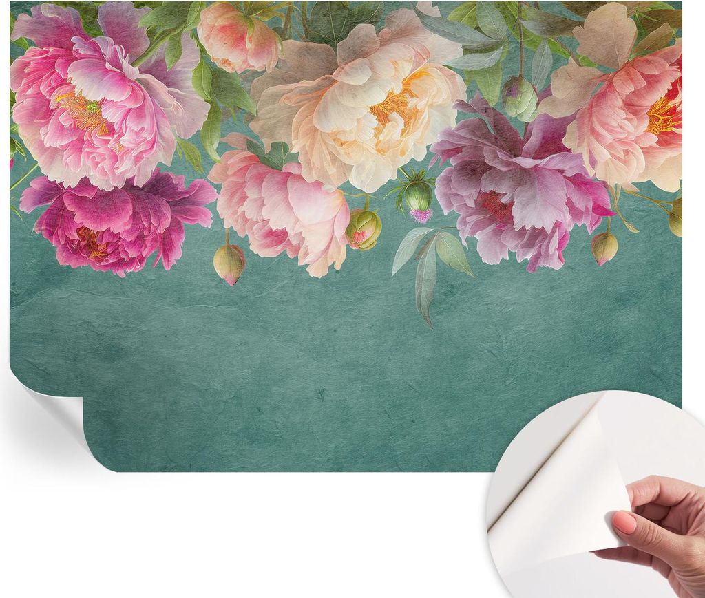 Selbstklebende Wandtapete - Dekorative Tapete für Wohnzimmer - Klebefolie für Wandbilder - Tapetenfolie für Wanddekoration - 208x146 cm - Floral...