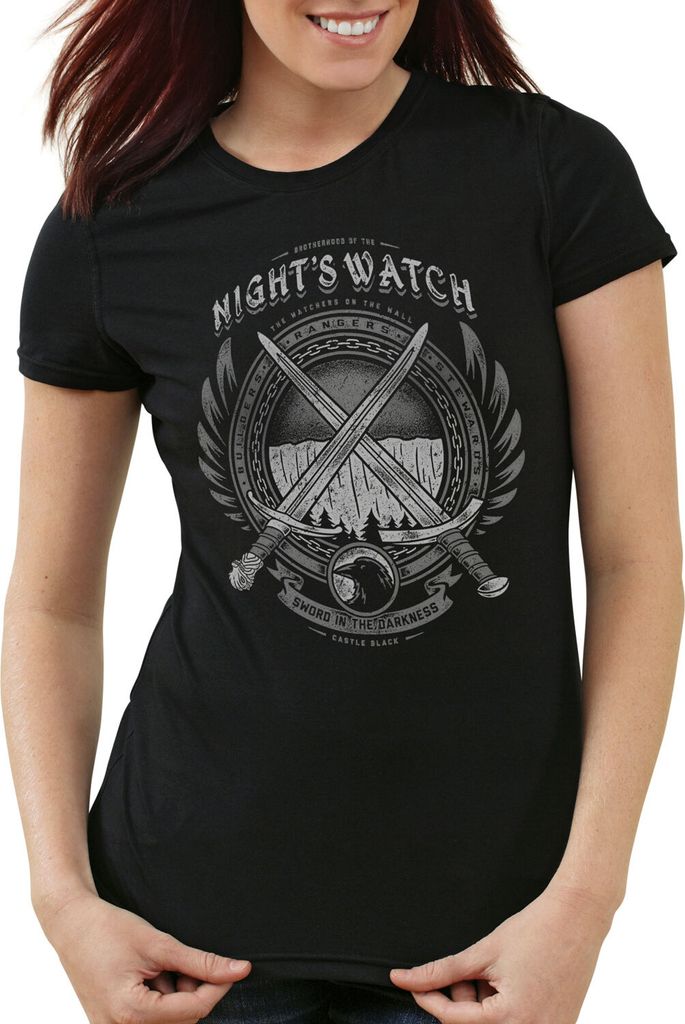 style3 Nachtwache Abzeichen Damen T-Shirt lied von eis und feuer, Größe:2XL