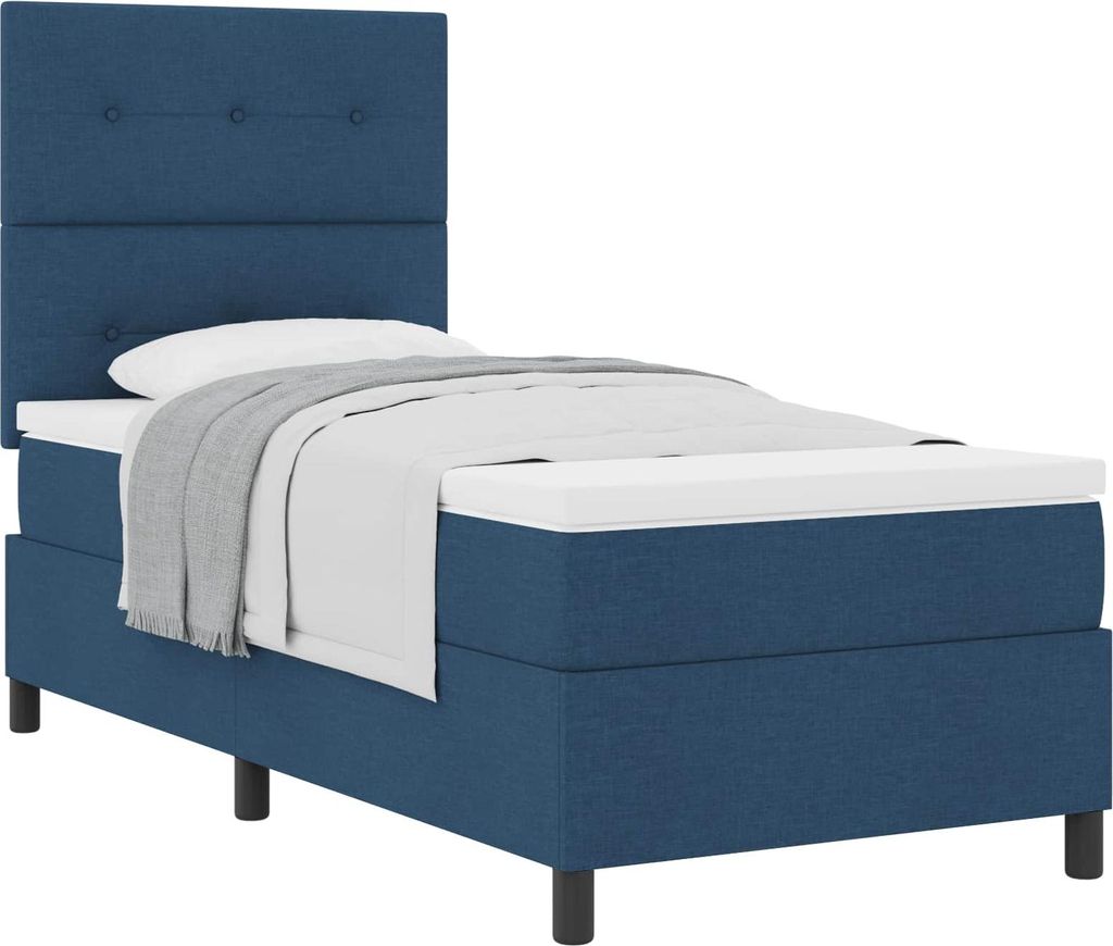 Boxspringbett mit Matratze mit Kopfteil Blau 100 x 200 cm Stoff