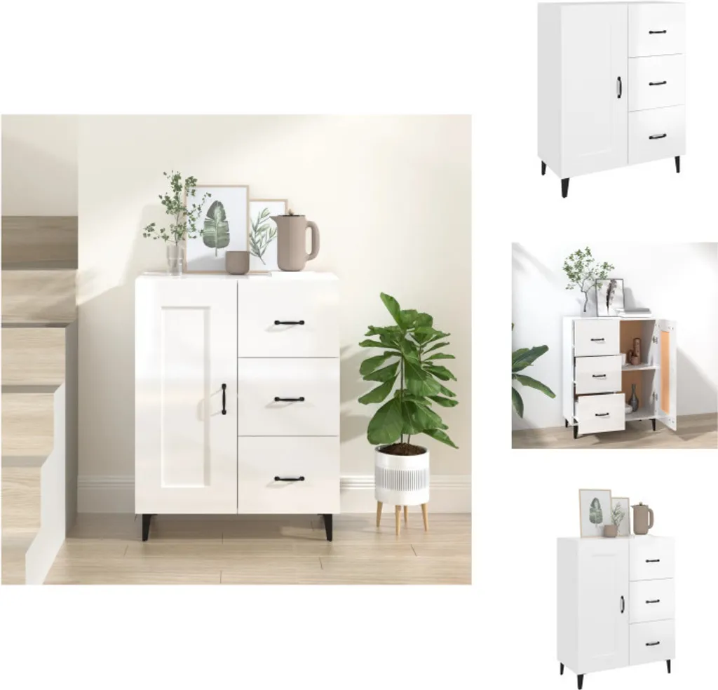 Credenza Economica Bianca Lucida vidaXL 90cm - Mobile Tuttofare