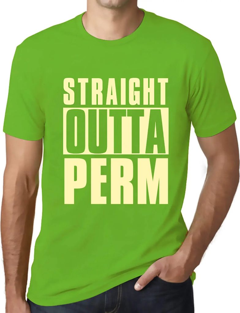 Herren Grafik T-Shirt Direkt aus der Dauerwelle – Straight Outta Perm – Öko-Verantwortlich Vintage Jahrgang Kurzarm Lustige Druck Geburtstag G...