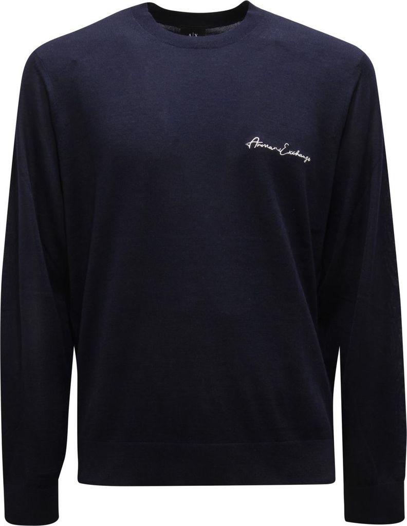 M8249 Maglione Uomo Armani Exchange Man Wool Blend Sweater Blue