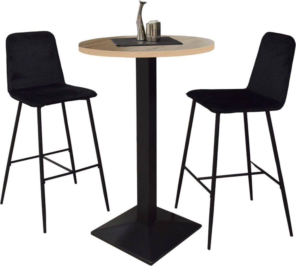 Tresentisch rund Eleanore 70 cm schwarz matt/asteiche 14655