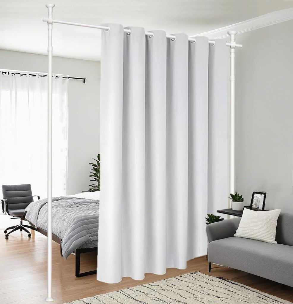 Raumteiler Paraventrahmen - Trennwand für Schlafzimmer oder Büro - weiß - 177 x 305 cm