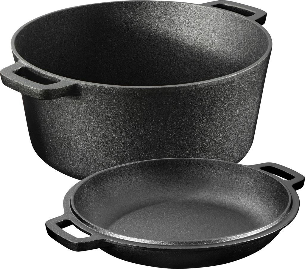 Navaris Gusseisen Topf Bratentopf Pfannendeckel - 4,7l - Produktbild 