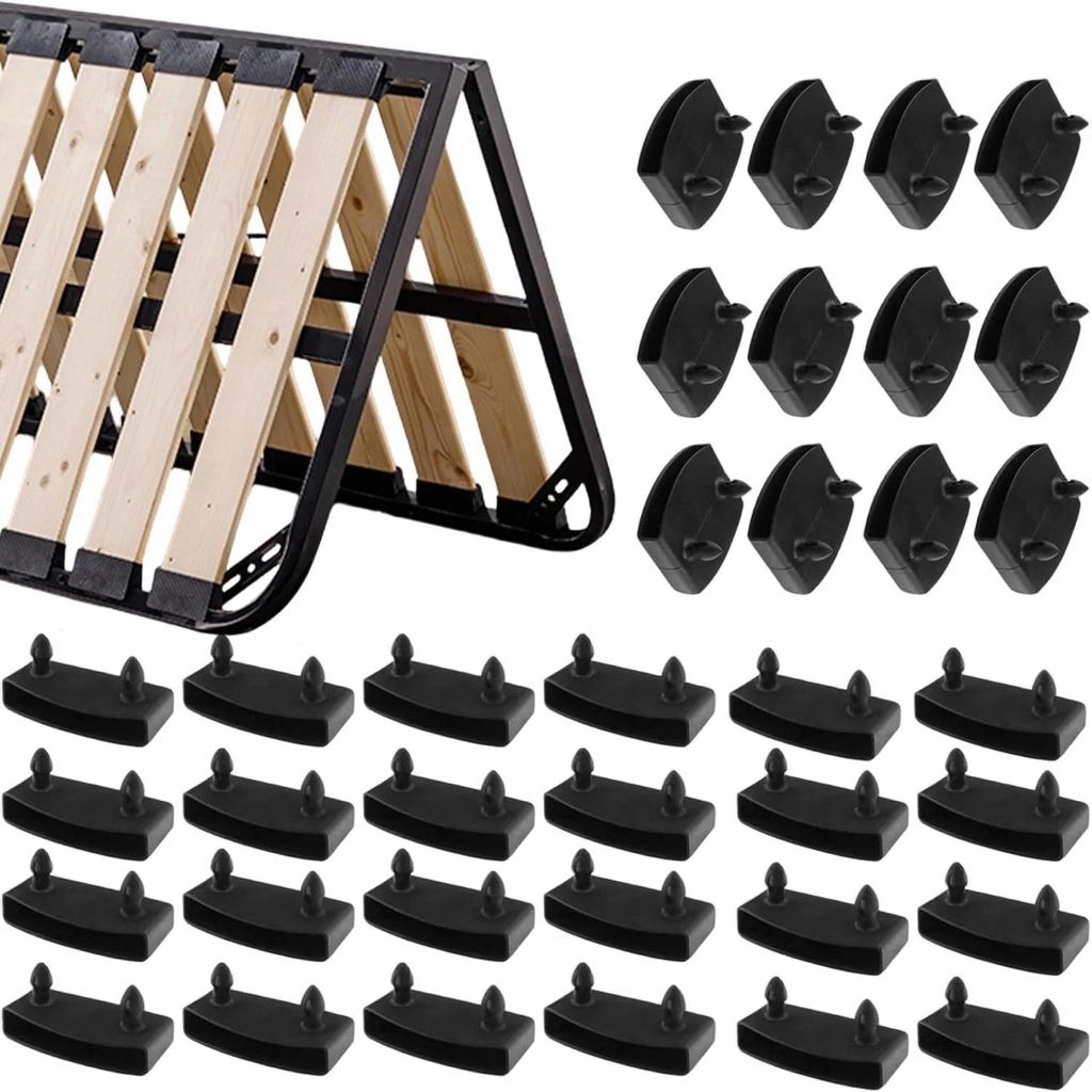 36 Stück Bett Lattenrost Kappen, 24 für Seite und 12 für Mitte, Kunststoff Lattenrost Ersatzteile Schwarz 55 mm x 9 mm Innen