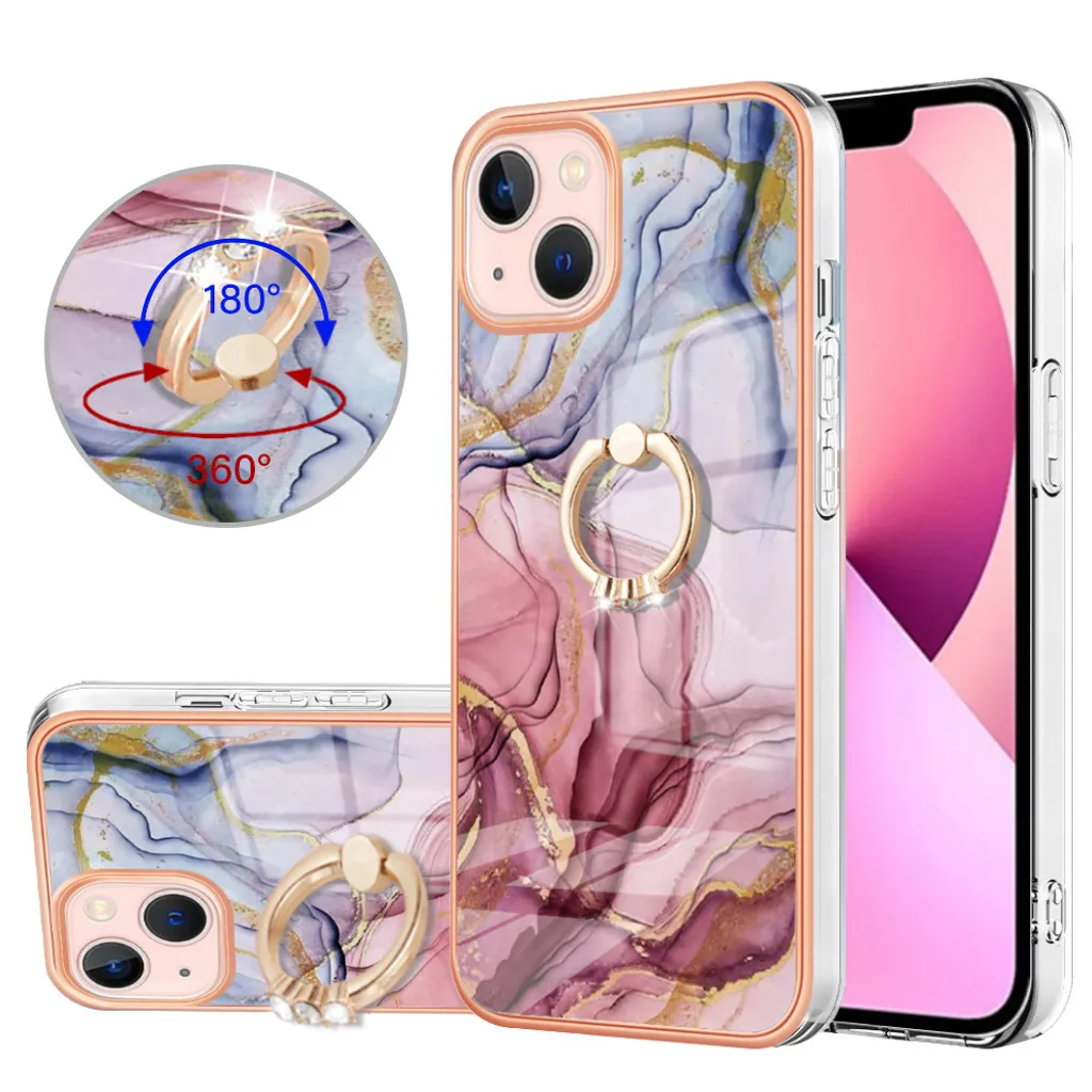 Custodia Premium iPhone 13 Mini Oro Rosa - Silicone TPU e Anello