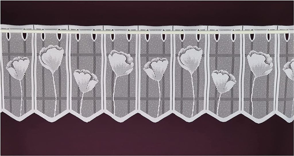Blumen-Scheibengardine  im Landhausstil, 30 x 140 cm, weiß Produktbild 