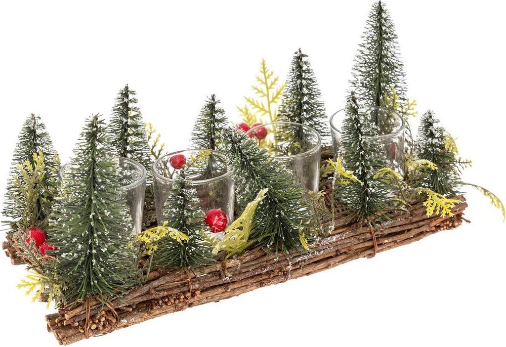 Windlicht dekor tannenbäume mit 4 windlichtern klarglas - Feeric Lights & Christmas