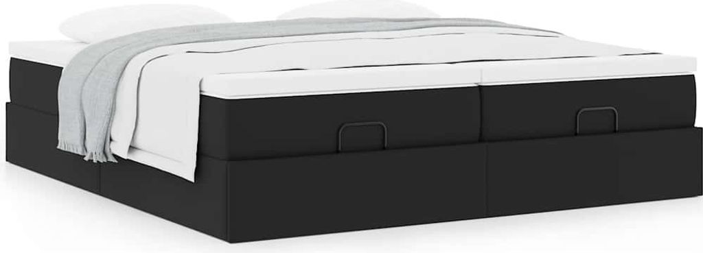 Maison Exclusive - Ottoman-Bett mit Matratzen Schwarz 200x200 cm Kunstleder