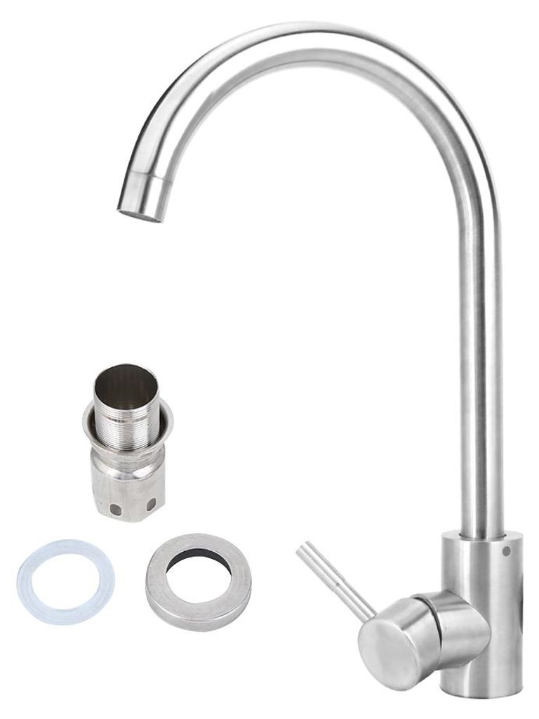 Moderner Haushalts-Küchen- und Badezimmer-Wasserhahn aus Edelstahl für Warm- und Kaltwasser