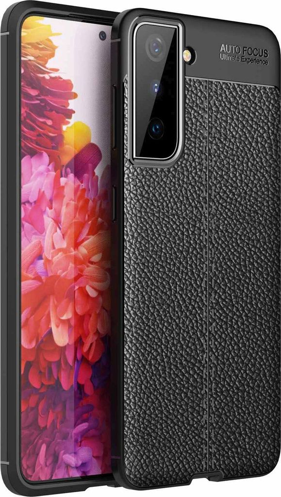 Cadorabo Hülle für Samsung Galaxy S21 PLUS Schutzhülle in Schwarz Handyhülle TPU Etui Kunstleder-Applikation