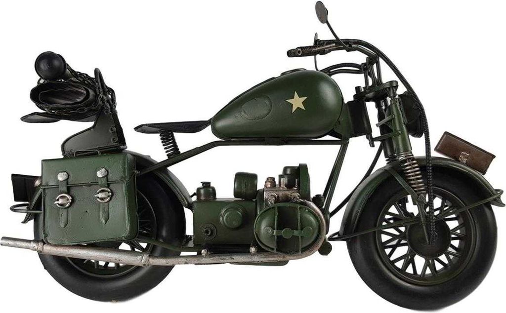Blechmodell Blechmotorrad Modellmotorral Militärmotorrad H 21,5 B 14 L 35,5 cm