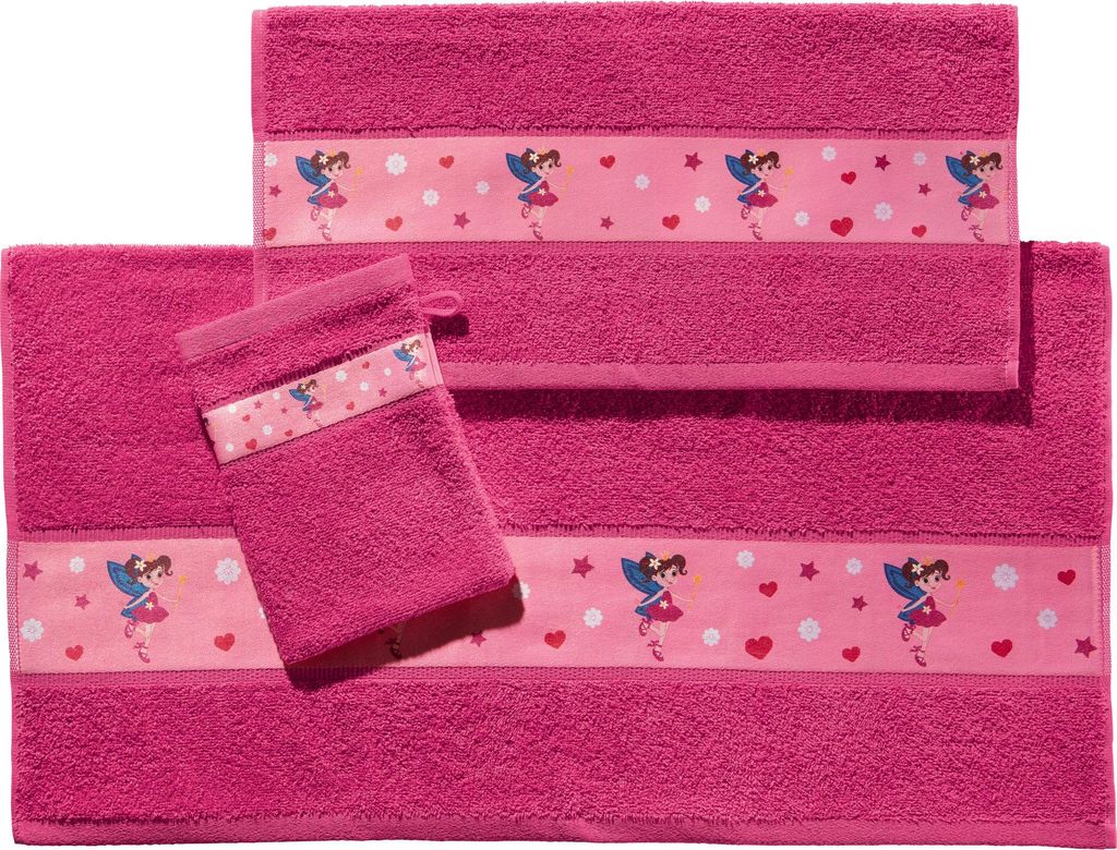 Erwin Müller Kinder-Frottier-Set 3-teilig fuchsia 70x110 cm + 50x70 cm + 15x21 cm