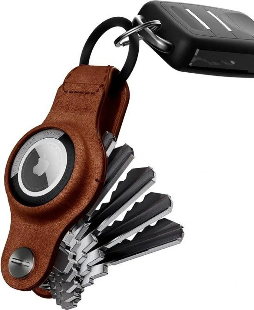 Porte-clés AirTag en cuir véritable noir - Organiseur de clés compact