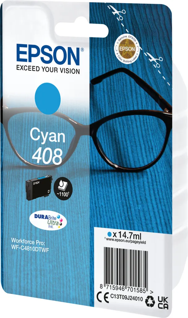 Epson 408 Ciano Originale Alta Capacità 14,7ml per WorkForce WF-7830 - 4