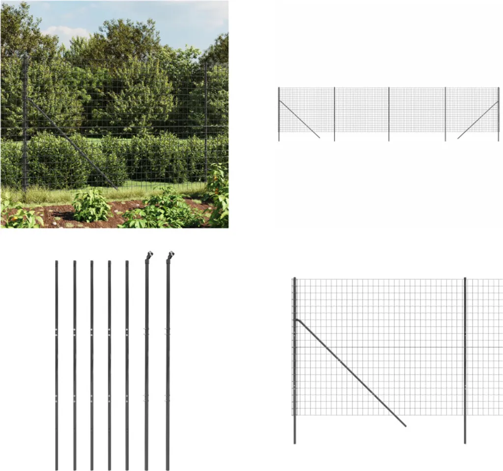 Recinzione Rete Metallica Zincata 1.4x10 m - Rete da Giardino Antracite